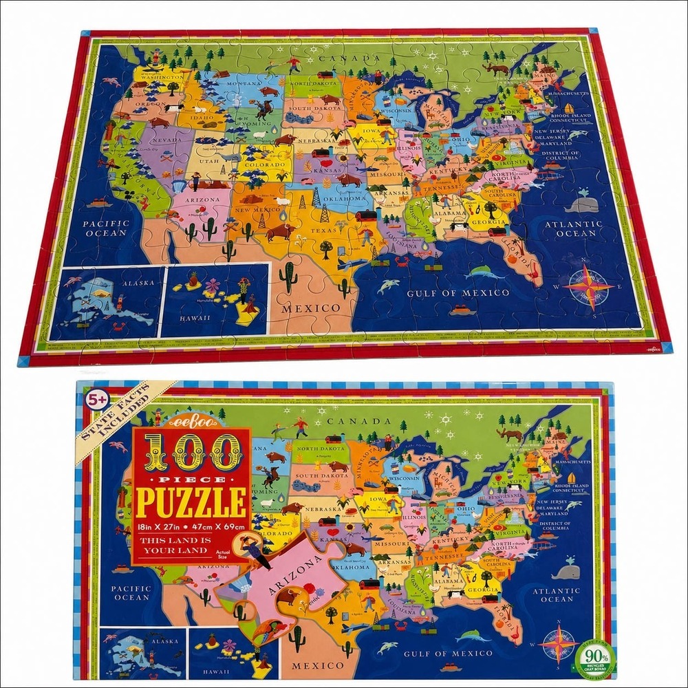 eeBoo This Land Is Your Land Pieces 100 Pieces Puzzle Complete